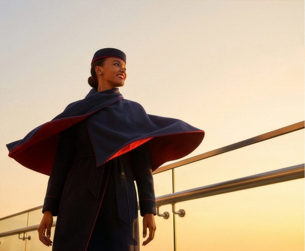Aviation Concept - Cabin Crew Cape At Sunset